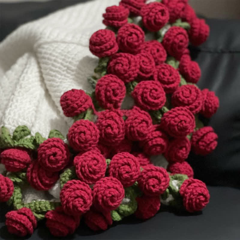 Ryxilo Handmade Crochet Rose Blanket Bouquet