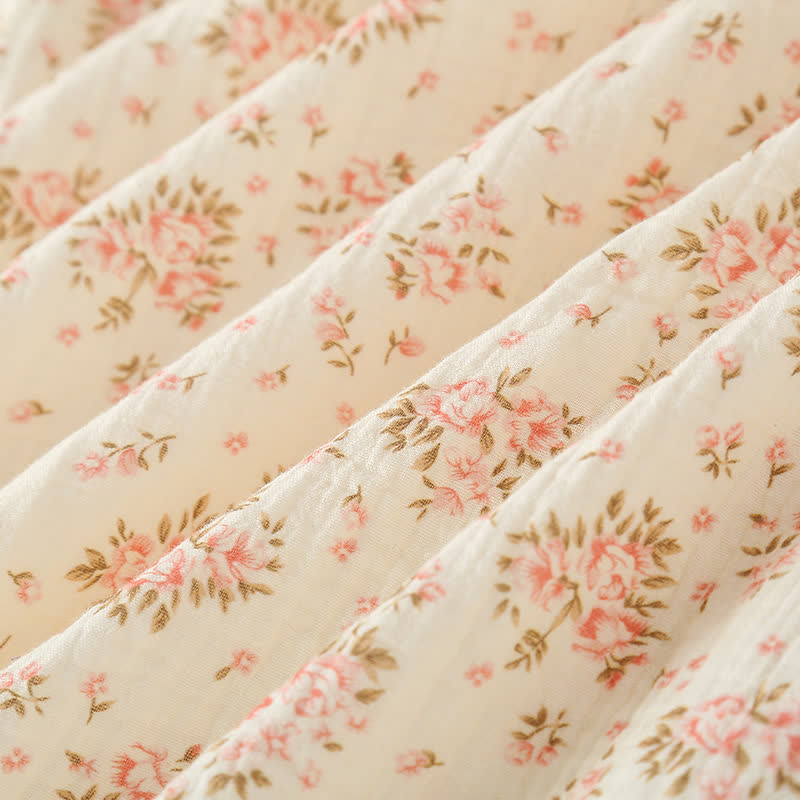 Ryxilo Cotton Double Gauze Floral Long Sleeve Nightdress