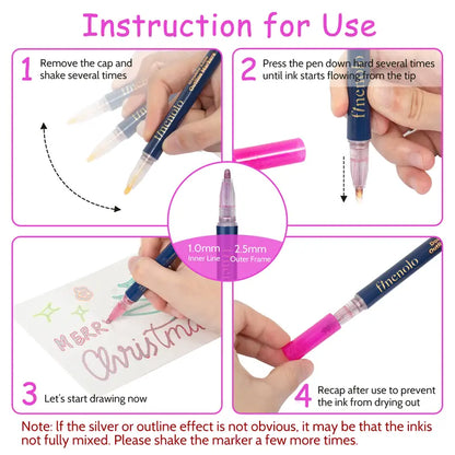 ✨ RXILO Outline Shimmer Markers – 36 &amp; 48 Glitter Metallic Gel Pens