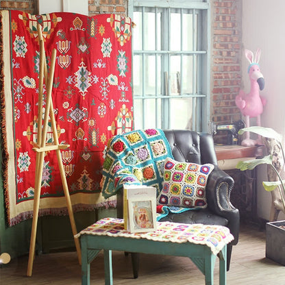 Ryxilo Rural Rose Hand-woven Crochet Sofa Blanket