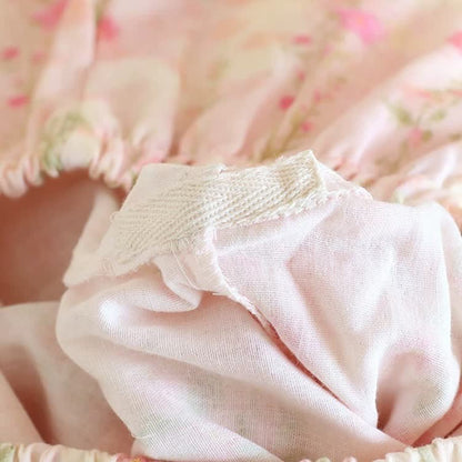 Ryxilo Rose Print Cotton Gauze Asymmetric Front Loungewear Set