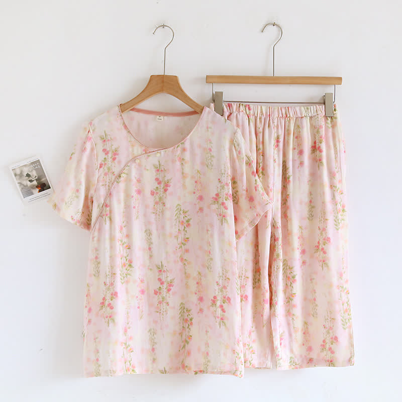 Ryxilo Rustic Rose Bamboo Fiber Short Sleeve Pajama Set