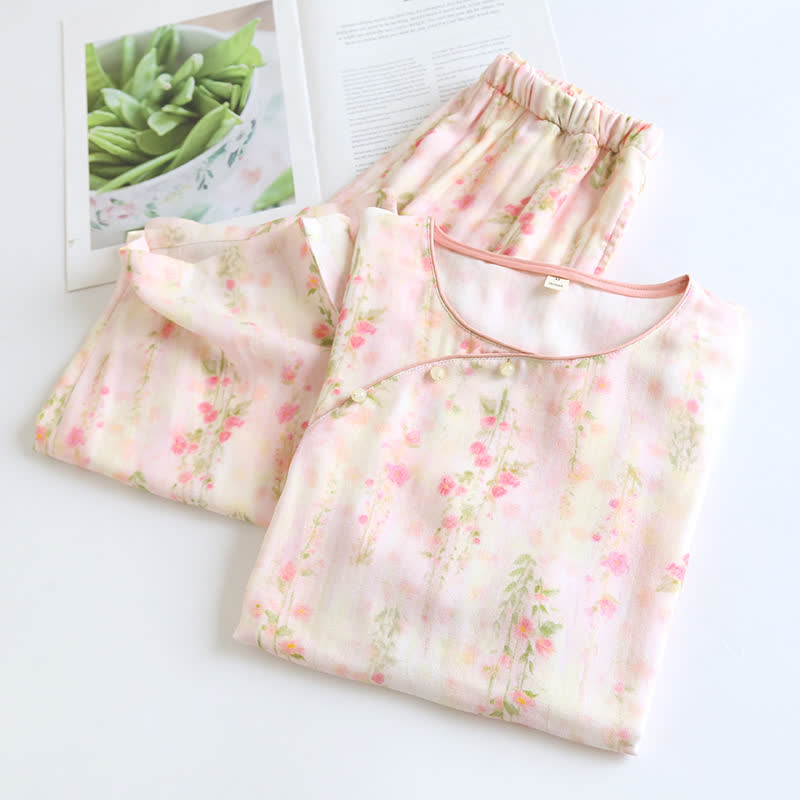 Ryxilo Rustic Rose Bamboo Fiber Short Sleeve Pajama Set