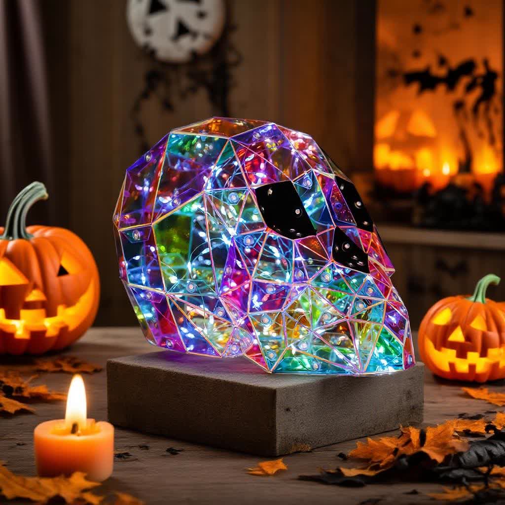 Ryxilo 3D Skull Infinity Lights Halloween Decoration