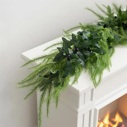 Ryxilo PE Faux Greenery Olive Branch Christmas Garland