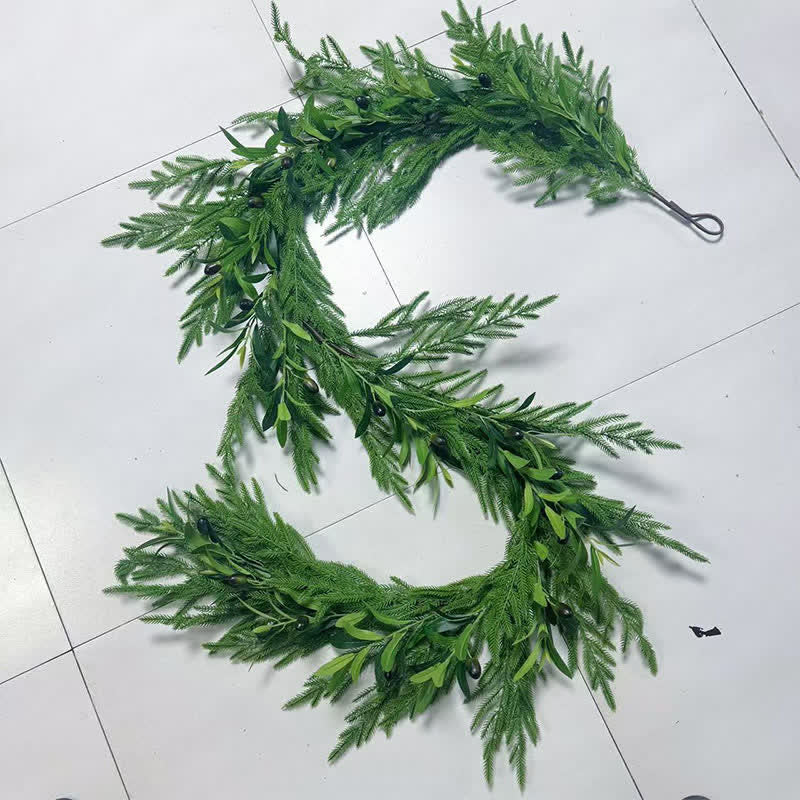 Ryxilo PE Faux Greenery Olive Branch Christmas Garland