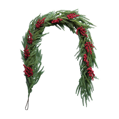 Ryxilo Faux Norfolk Pine Red Berry Christmas Garland