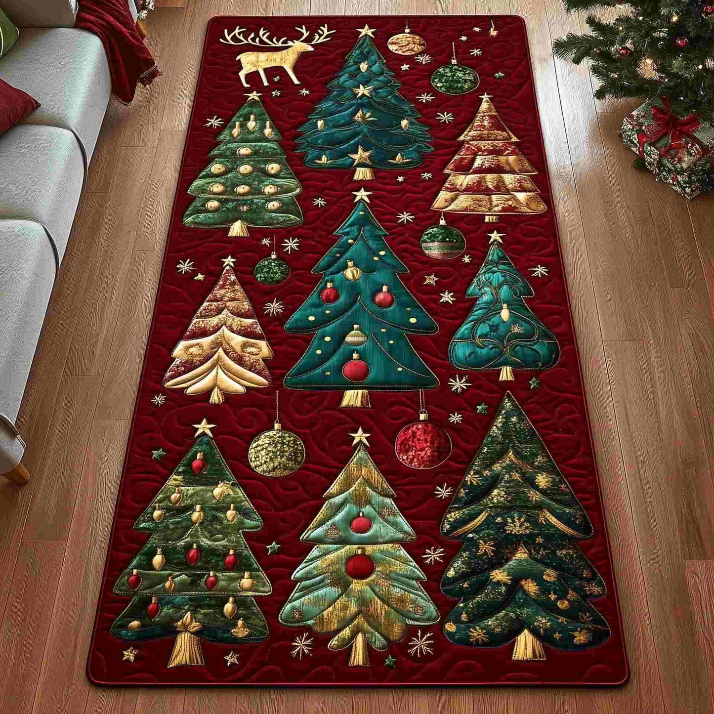 Ryxilo Christmas Tree Inspired Decorative Rug