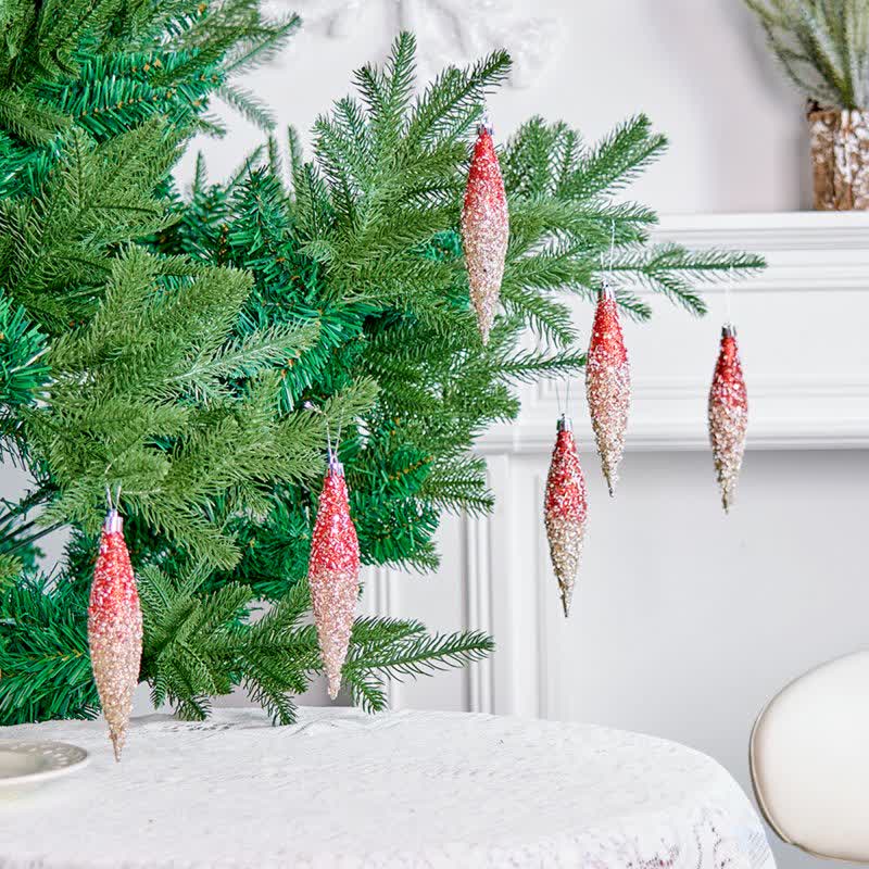 Ryxilo Gradient Glitter Christmas Tree Ornament Set