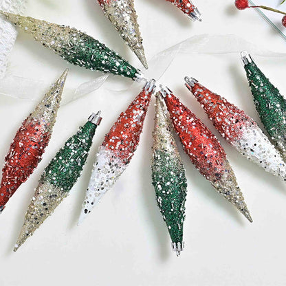 Ryxilo Gradient Glitter Christmas Tree Ornament Set