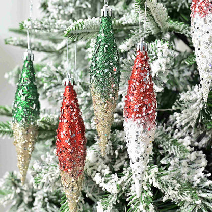 Ryxilo Gradient Glitter Christmas Tree Ornament Set