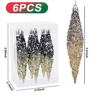 Ryxilo Gradient Glitter Christmas Tree Ornament Set