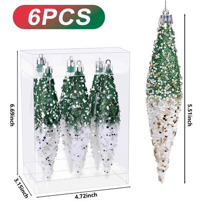 Ryxilo Gradient Glitter Christmas Tree Ornament Set