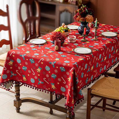 Ryxilo Jingle Bell Print Christmas Tablecloth