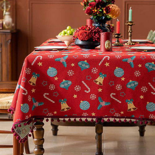 Ryxilo Jingle Bell Print Christmas Tablecloth