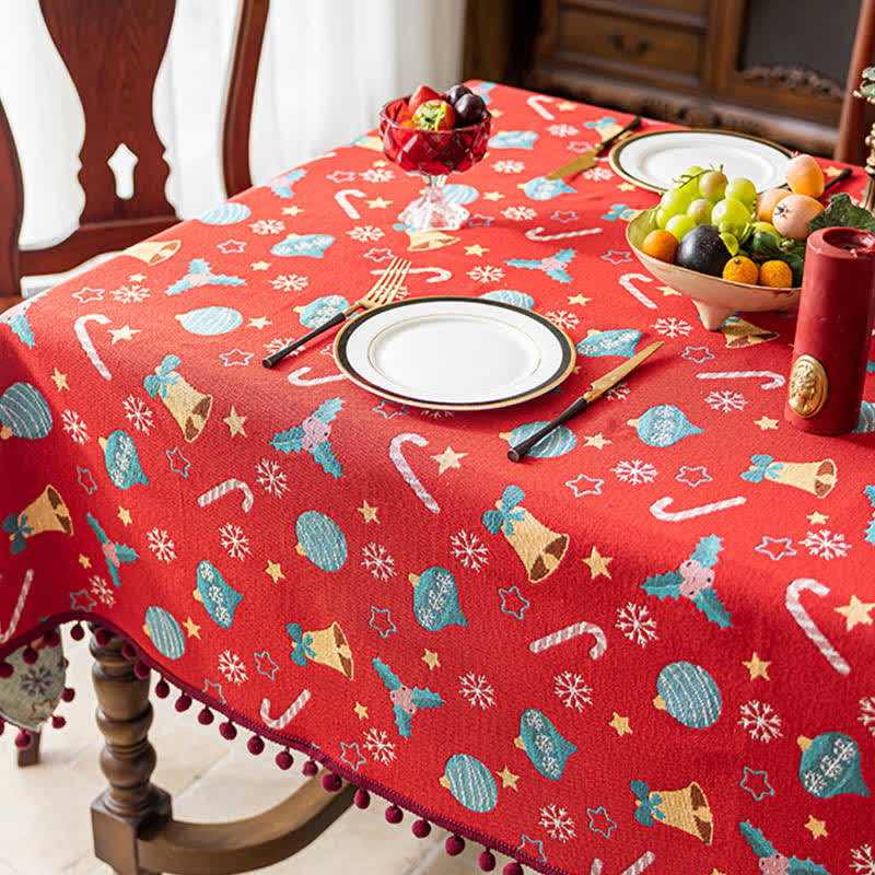Ryxilo Jingle Bell Print Christmas Tablecloth