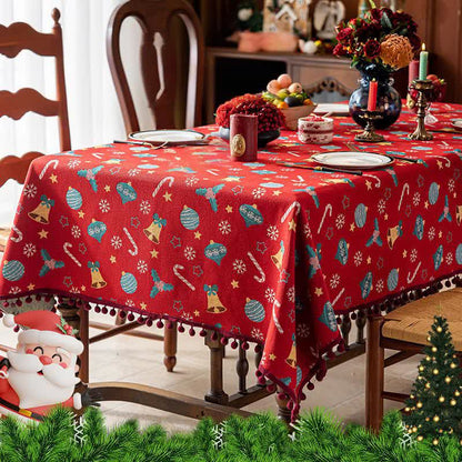 Ryxilo Jingle Bell Print Christmas Tablecloth