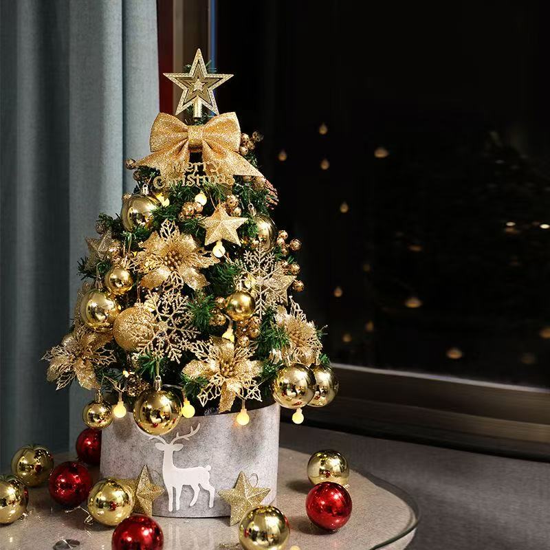 🎄 Mini Desktop Christmas Tree - Decorative Tabletop Holiday Decor with Ornaments