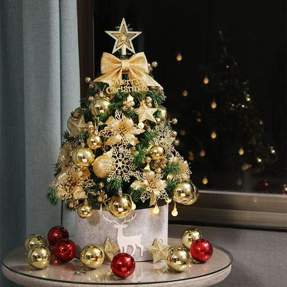 🎄 Mini Desktop Christmas Tree - Decorative Tabletop Holiday Decor with Ornaments
