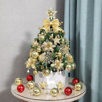 🎄 Mini Desktop Christmas Tree - Decorative Tabletop Holiday Decor with Ornaments