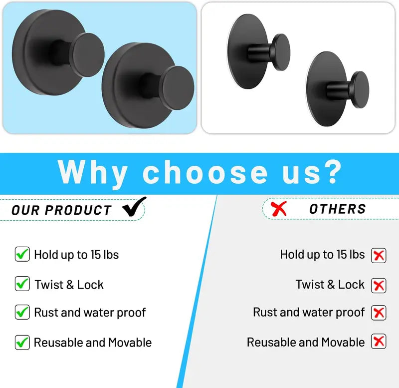 ✨ 2 PCS Suction Cup Hooks for Shower